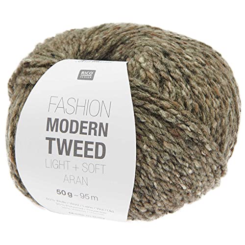 Rico Fashion Modern Tweed Light & Soft Aran 17 graubraun / anthrazit, leichte, weiche Tweedwolle zum Stricken und Häkeln von theofeel