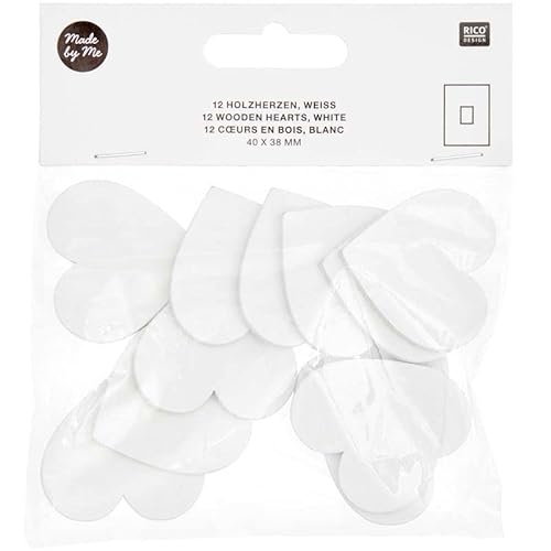 12 weiße hölzerne Herzen - 40 mm von Rico Design