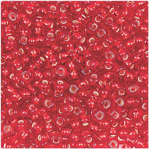 17g itoshii beads (Rocailles),- 2,6 mm - Farbe 07 - rot transarent Einzu silber von Rico Design