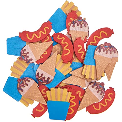 36 Konfetti - Hotdog, Pommes, Eis - aus Holz von Rico Design
