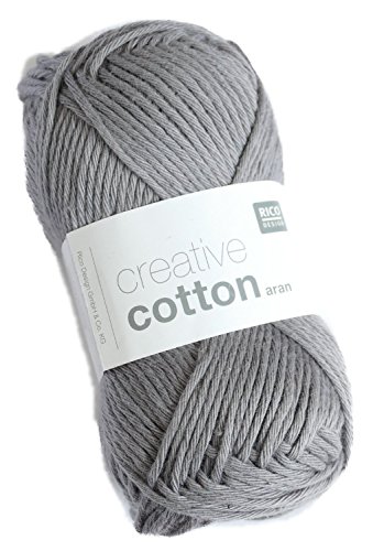 Rico Design 50 g Creative Cotton Aran Garn 85 m Lauflänge/Knäuel (Fb. 28 mausgrau) von Rico Design