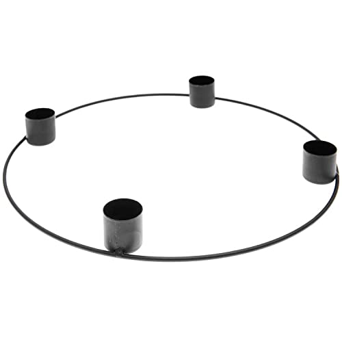 Adventskranz Metallring, 25 cm, Schwarz matt, mit 4 Kerzenhaltern von Rico Design
