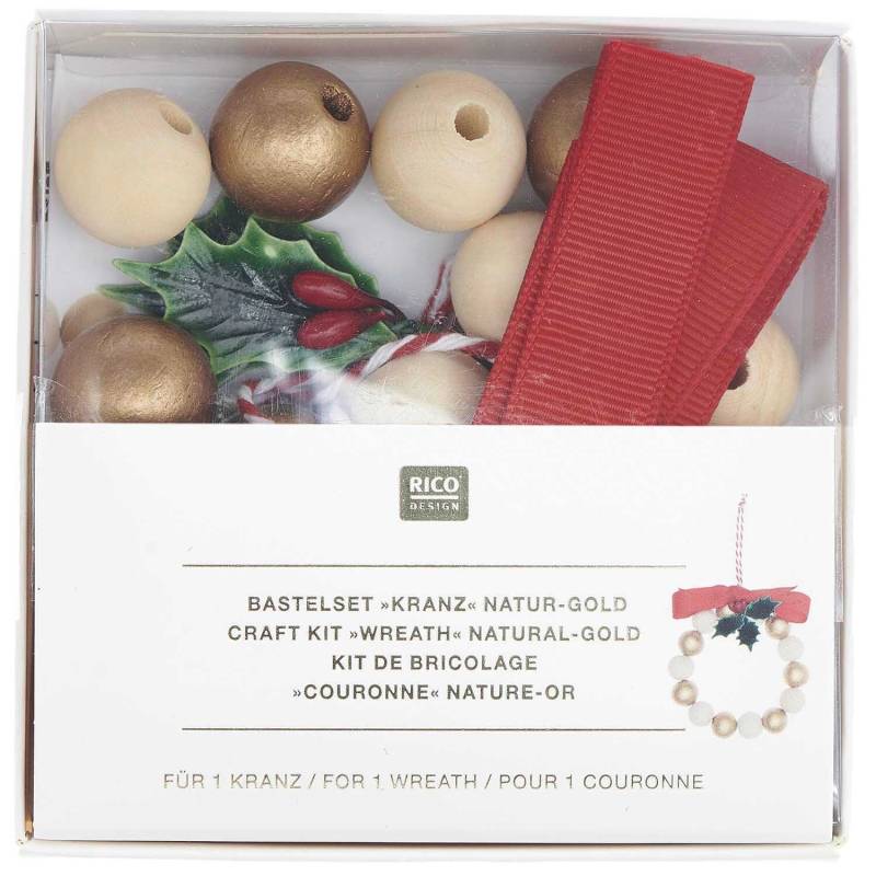 Bastelset Holzperlen Kranz natur-gold Bastelset Holzperlen Kranz natur-gold von Rico Design