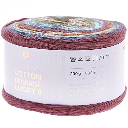 Rico Design Bobbel Farbverlauf Creative Cotton Degrade Lucky 8 forest (13), 200g Farbverlaufswolle zum Häkeln oder Stricken von Rico Design