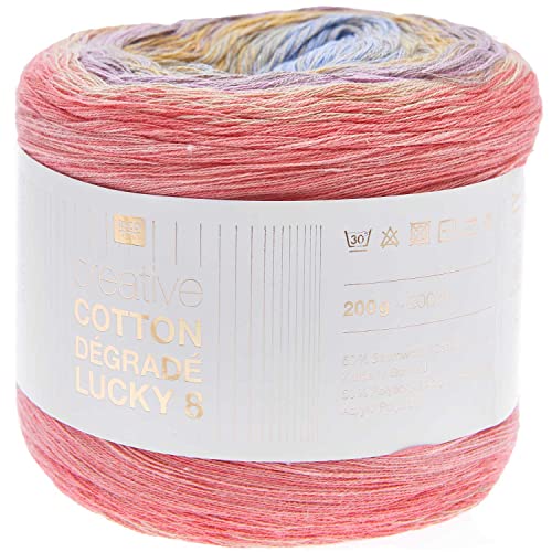 Bobbel Farbverlauf Rico Creative Cotton Degrade Lucky 8 multicolor (11), 200g Farbverlaufswolle zum Häkeln oder Stricken von Rico Design