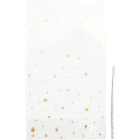 Bodenbeutel "Goldene Sterne" mit Verschlussstreifen - 11,2 x 19,2 cm von Rico Design