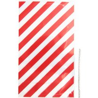 Bodenfaltenbeutel "Rote Streifen" mit Verschlussband - 11,2 x 19,2 cm von Rico Design