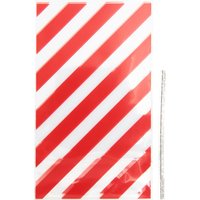 Bodenfaltenbeutel "Rote Streifen" mit Verschlussband - 9 x 15 cm von Rico Design