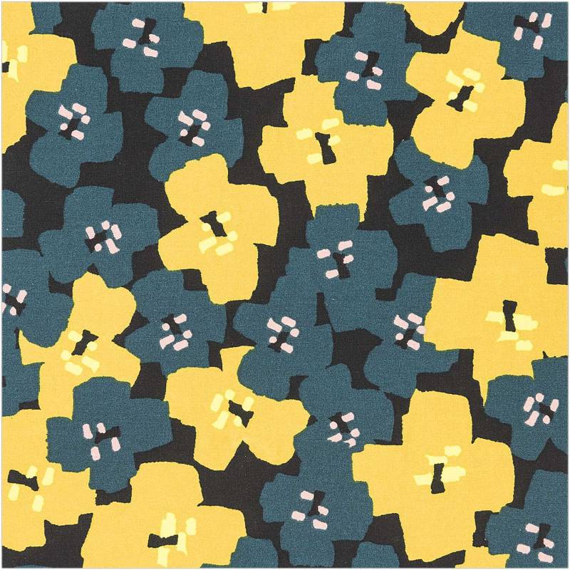 Druckstoff Okina Hana Blumen schwarz-grün 50x140cm Druckstoff Okina Hana Blumen schwarz-grün 50x140cm von Rico Design