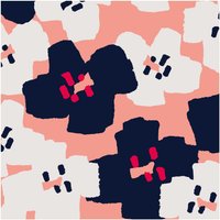 Druckstoff Okina Hana Blumen schwarz-pink 50x140 beschichtet von Rico Design