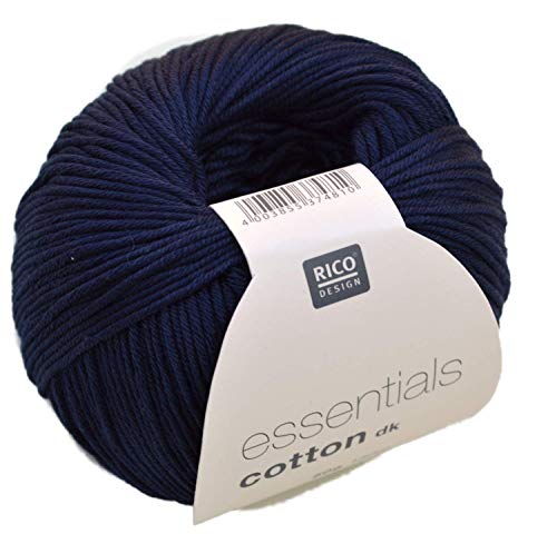 Essentials Cotton Dk 50 g = 130 m Lauflänge/Knäuel 100% Baumwolle Häkelgarn zum Stricken Häkeln Basteln Marine/Navy von Rico Design