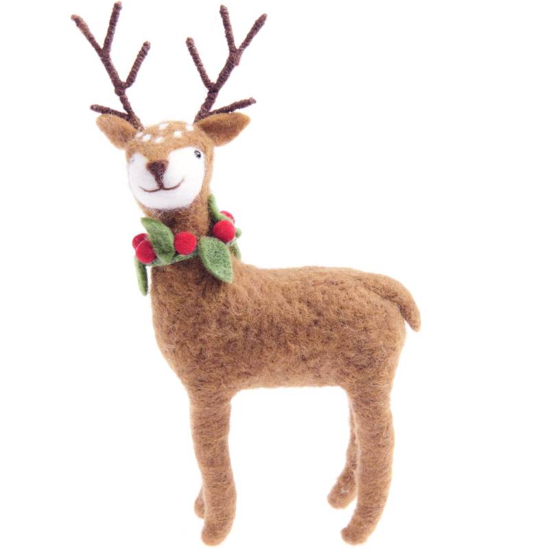 Filz-Hirsch mit Ilexkranz Braun Filz-Hirsch mit Ilexkranz Braun von Rico Design