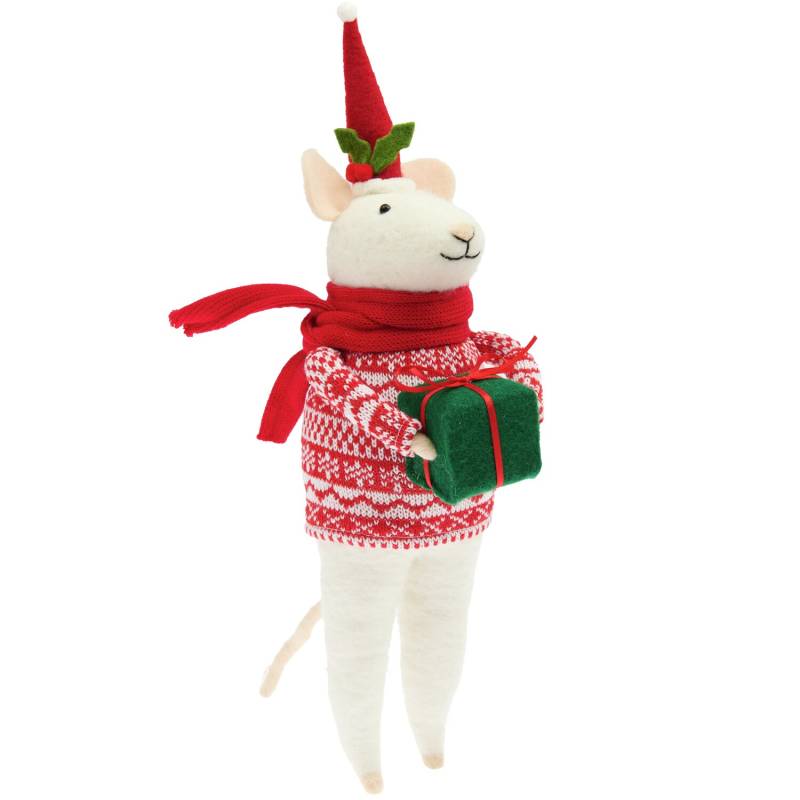 Filz-Maus XXL mit Geschenk und rotem Strickpulli Filz-Maus XXL mit Geschenk und rotem Strickpulli von Rico Design