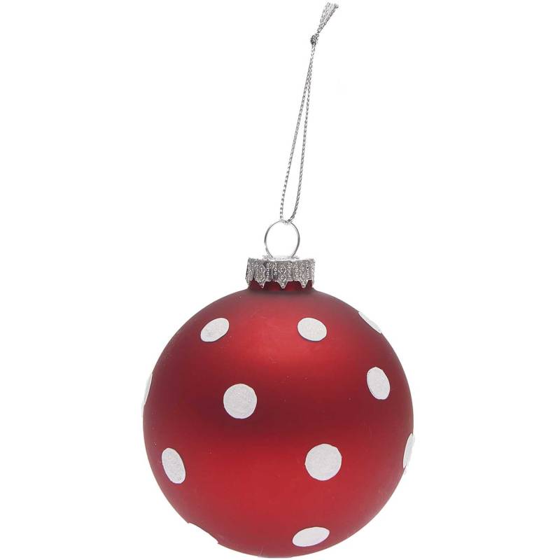 Glaskugel Baumschmuck Punkte rot-weiß 8cm Glaskugel Baumschmuck Punkte rot-weiß 8cm von Rico Design