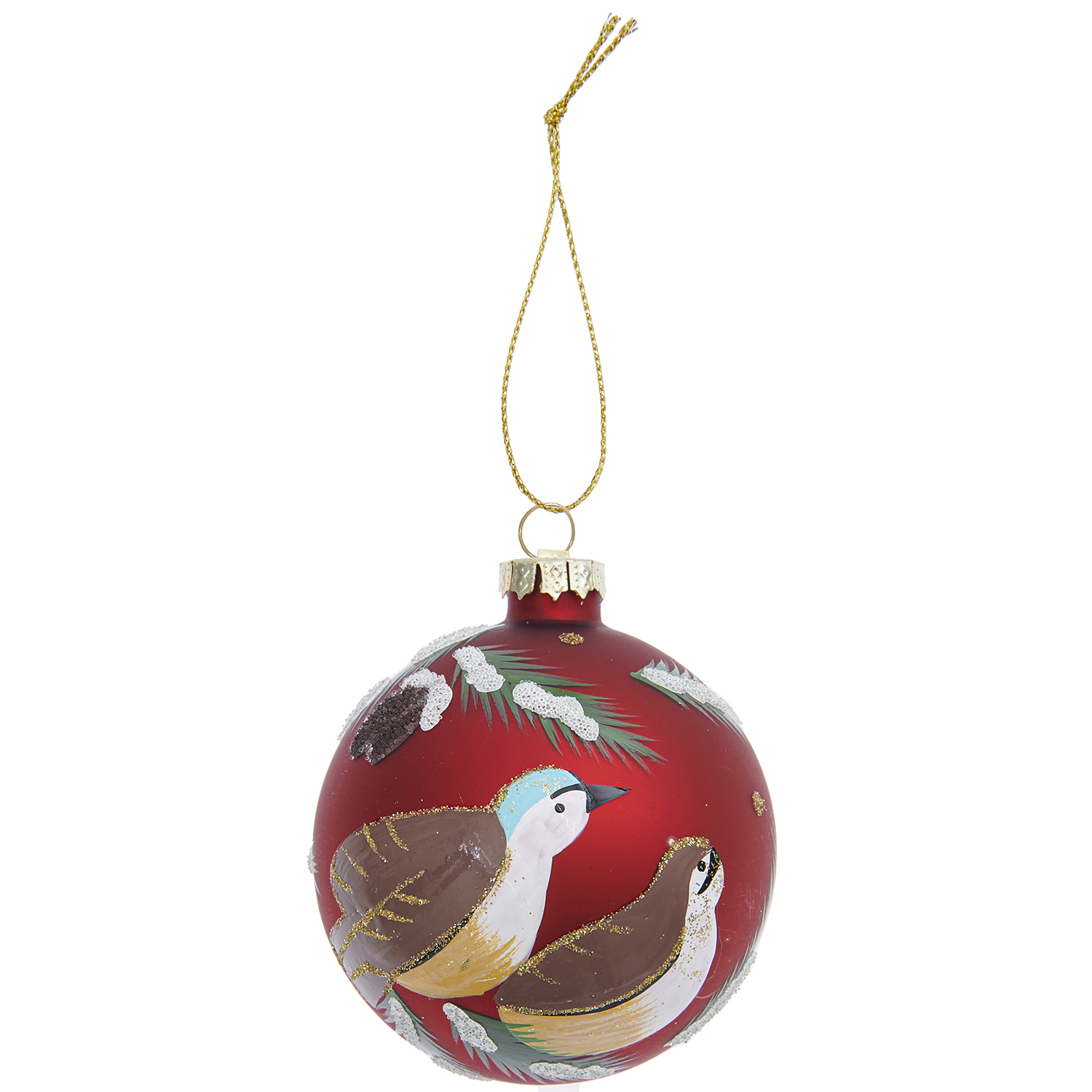 Glaskugel Vogel handbemalt rot 8cm von Rico Design
