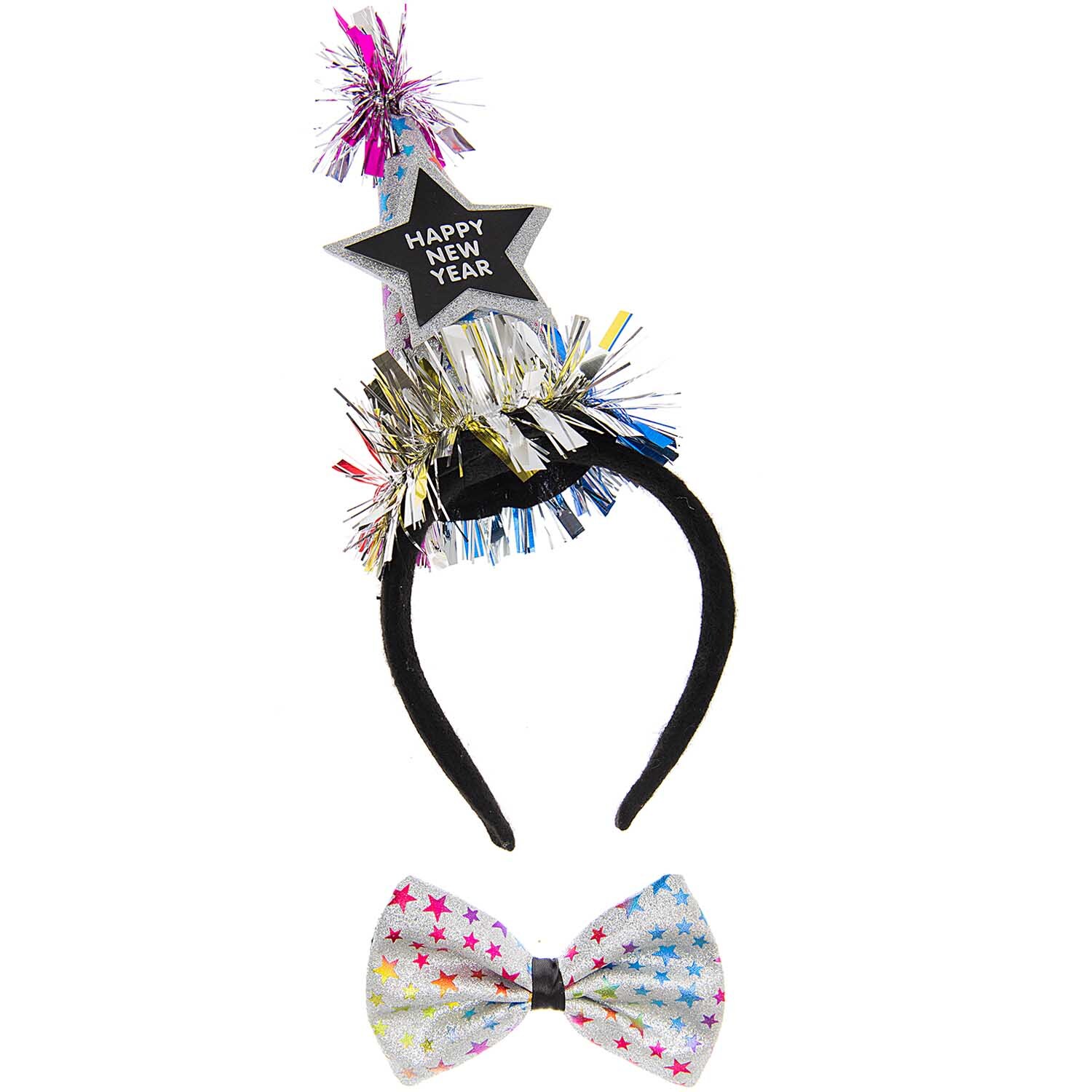 Rico Design Haarreif und Fliege Happy New Year Sterne bunt von Rico Design