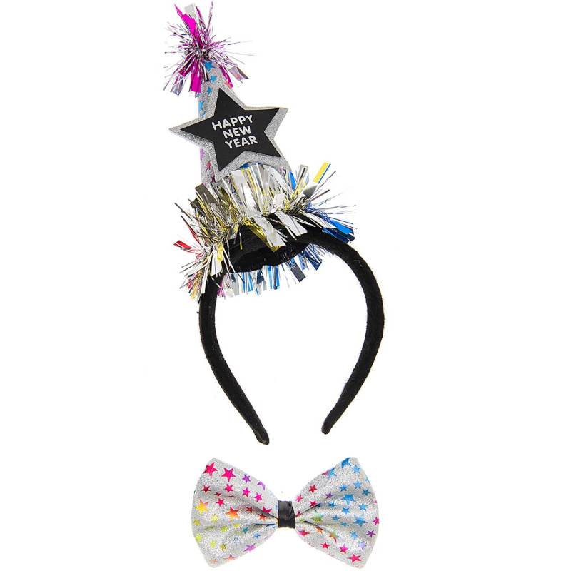 Rico Design Haarreif und Fliege Happy New Year Sterne bunt von Rico Design