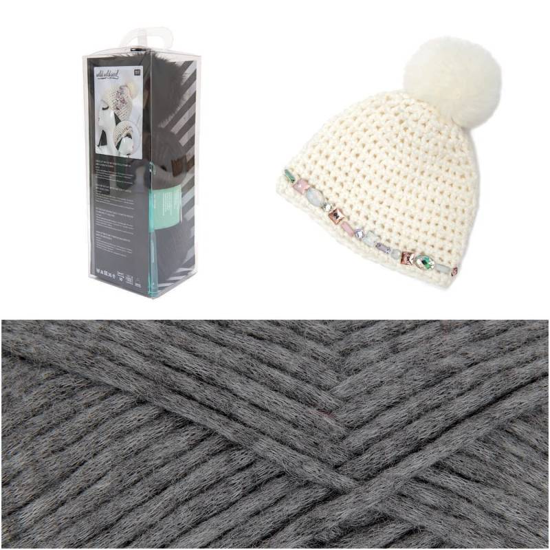 Häkelset Mütze Wild Wild Wool mit Bommel und Strass von Rico Design