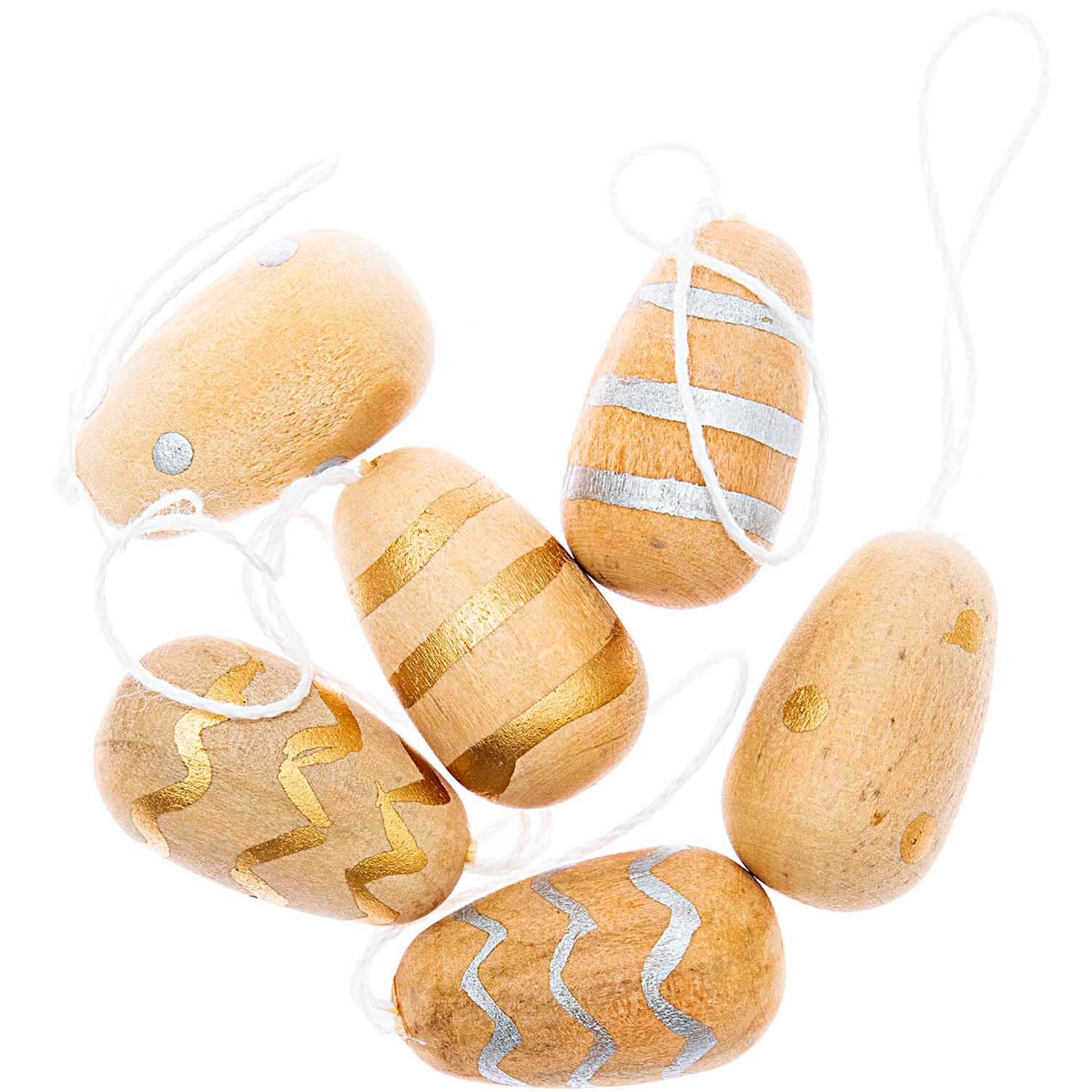 Rico Design Holzhänger Osterei 6 Stück Creme-Gold von Rico Design