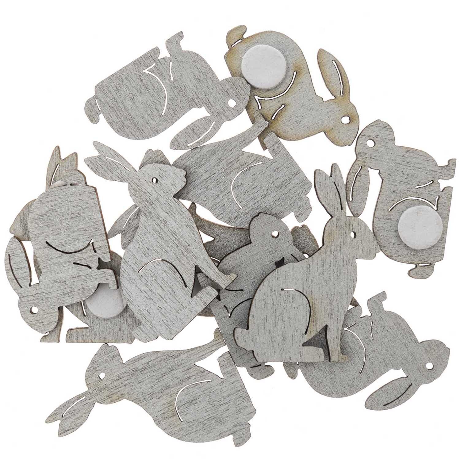 Rico Design Holzsticker Hase klein 12 Stück Silber von Rico Design