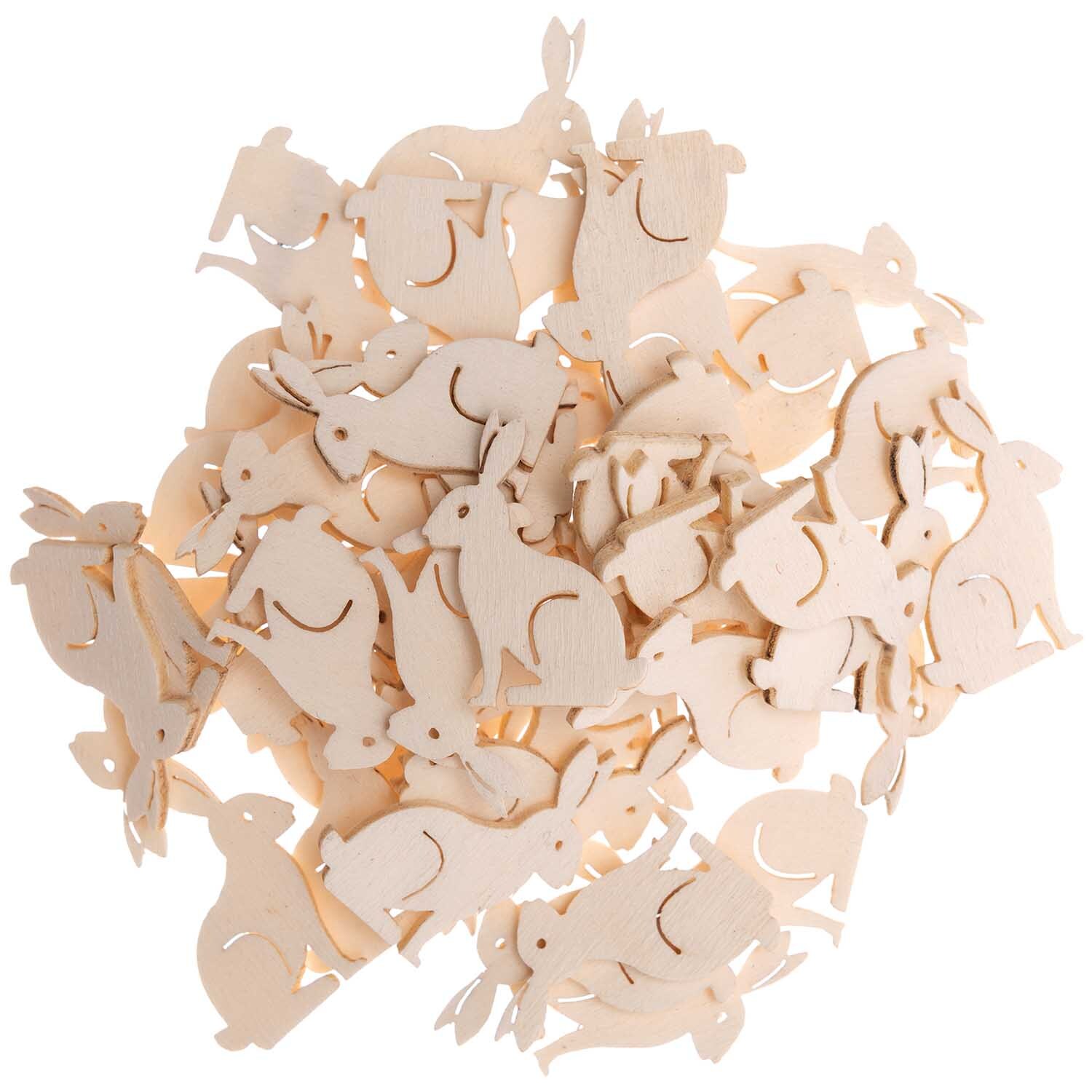 Rico Design Holzstreu Hase klein 48 Stück Natur von Rico Design