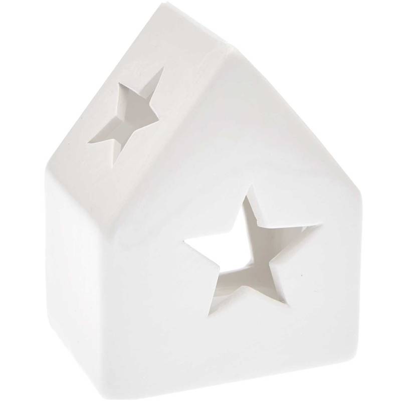Keramik-Kerzenhalter Haus weiß 8,5x6,2x10cm Keramik-Kerzenhalter Haus weiß 8,5x6,2x10cm von Rico Design