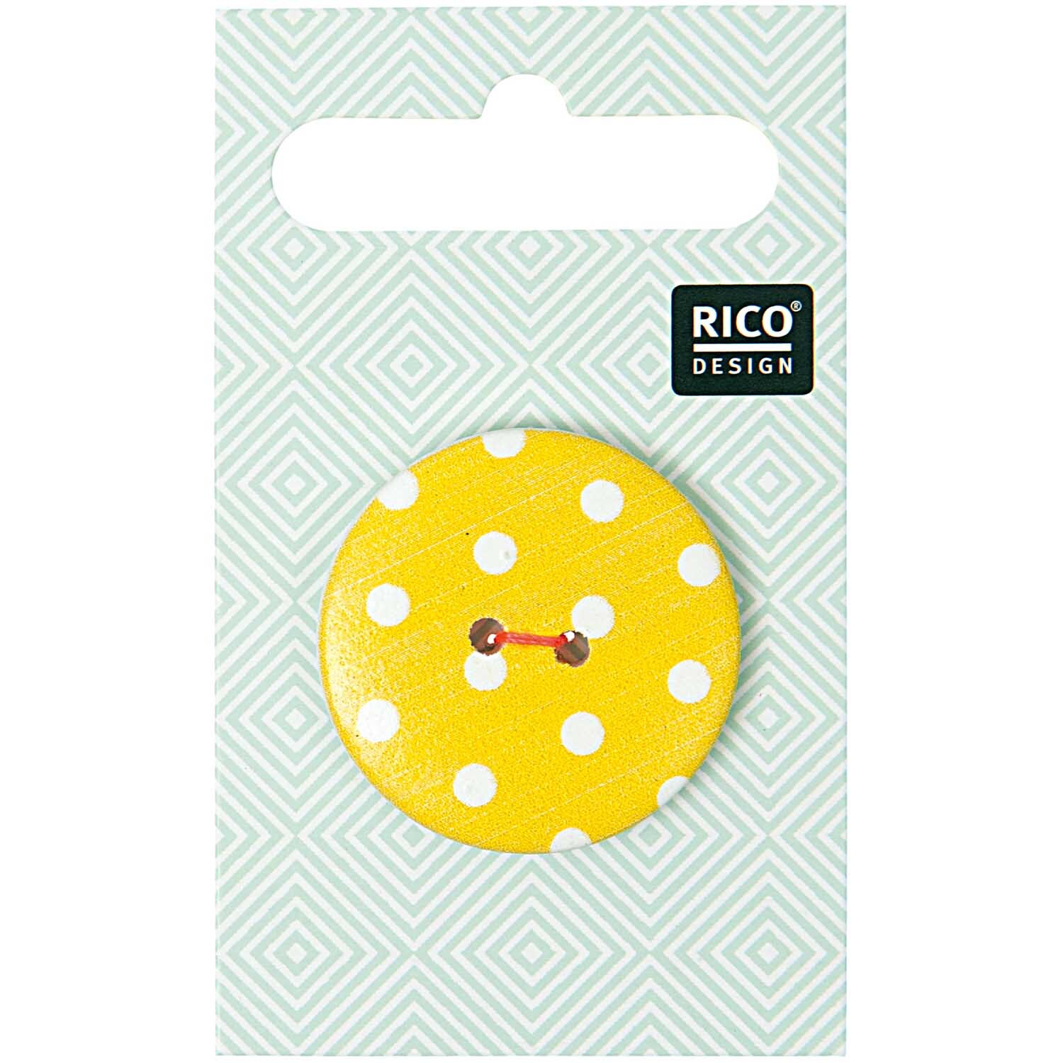 Knopf gelb mit Punkte 3cm Knopf gelb mit Punkte 3cm von Rico Design
