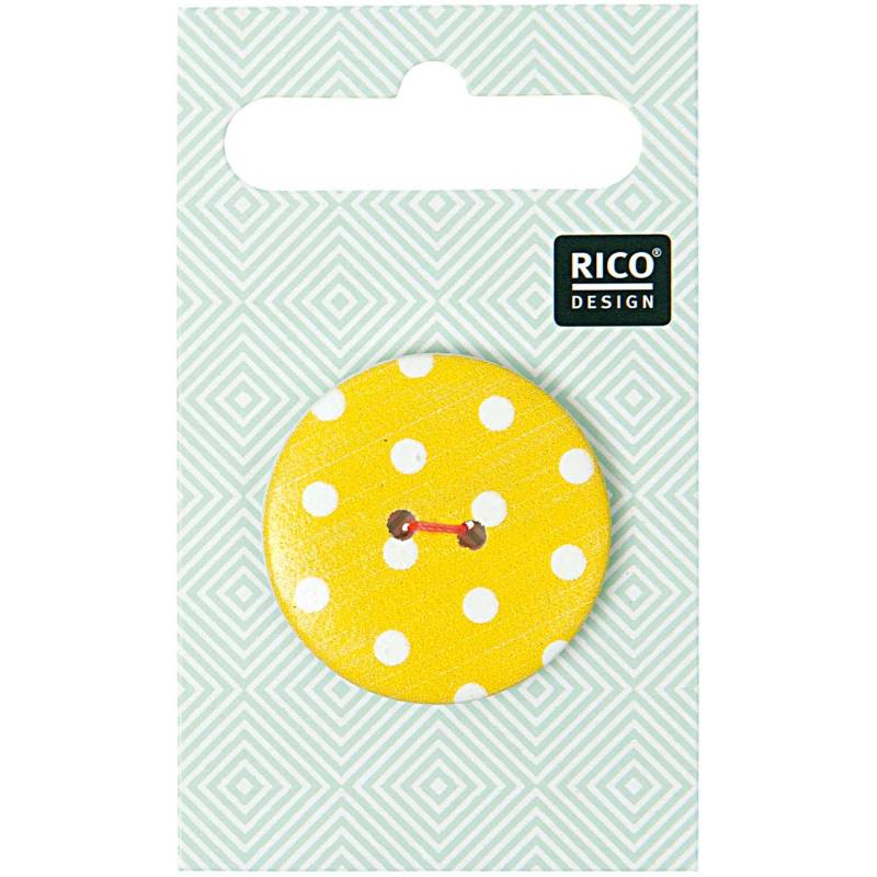 Knopf gelb mit Punkte 3cm Knopf gelb mit Punkte 3cm von Rico Design