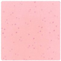 Krinkel-Musselin Baumwoll-Stoff mit Metallic-Effekt "Wild Dots-Lachsrosa" von Pink