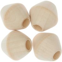 Makramee Perlen Holz natur 30x30mm 4 Stück von Rico Design