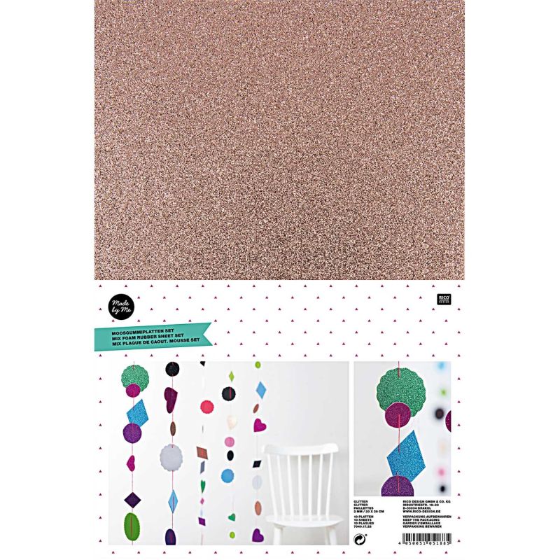 Moosgummi Mix Glitter 2mm 20x30cm 10 Platten Moosgummi Mix Glitter 2mm 20x30cm 10 Platten von Rico Design