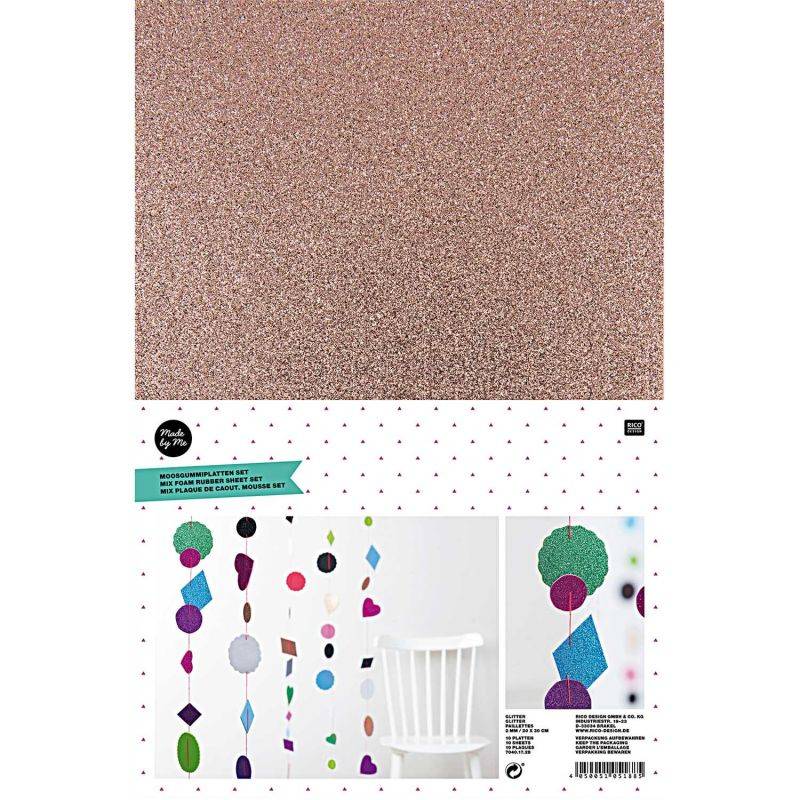 Moosgummi Mix Glitter 2mm 20x30cm 10 Platten von Rico Design