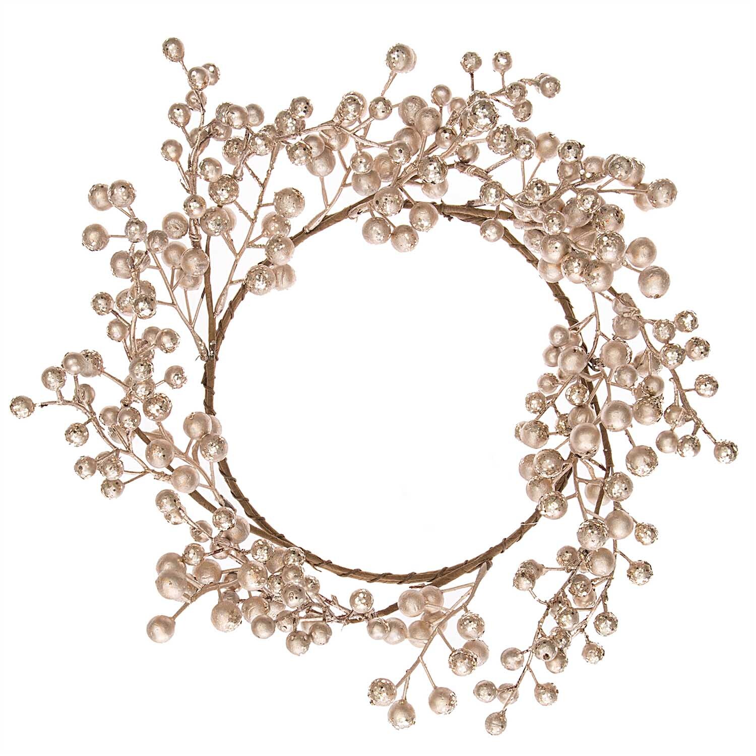 Beerenkranz mit Glitter champagner-gold Ø17cm von Rico Design