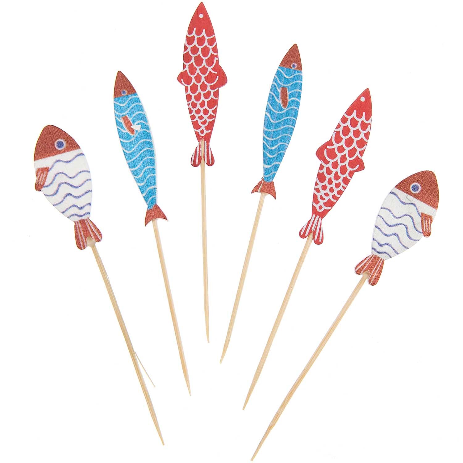 Deko-Picker Fisch Mix rot-blau 7,5-8,5cm 6 Stück Deko-Picker Fisch Mix rot-blau 7,5-8,5cm 6 Stück von Rico Design
