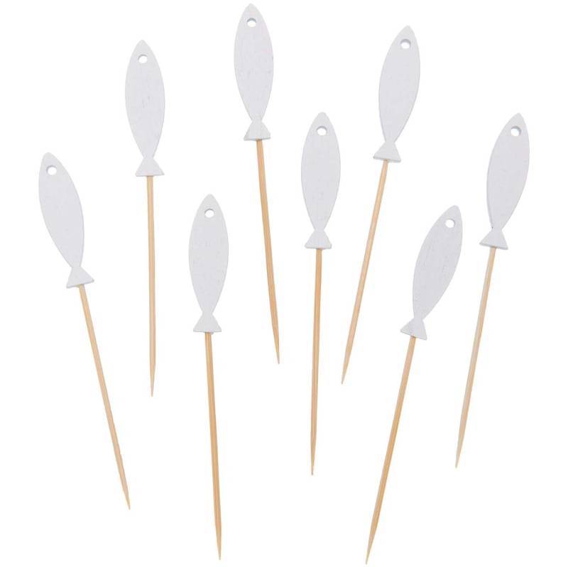 Deko-Picker Fisch weiß 8cm 8 Stück von Rico Design