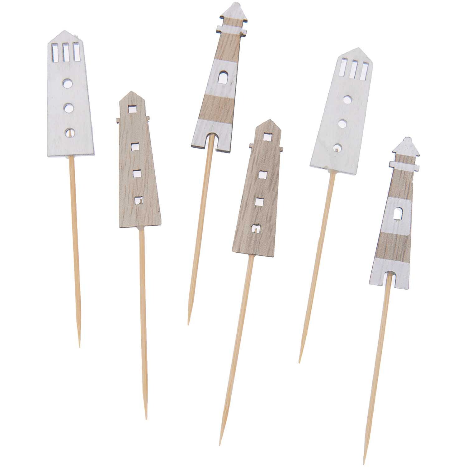 Deko-Picker Leuchtturm Mix natur 8,3-9cm 6 Stück von Rico Design