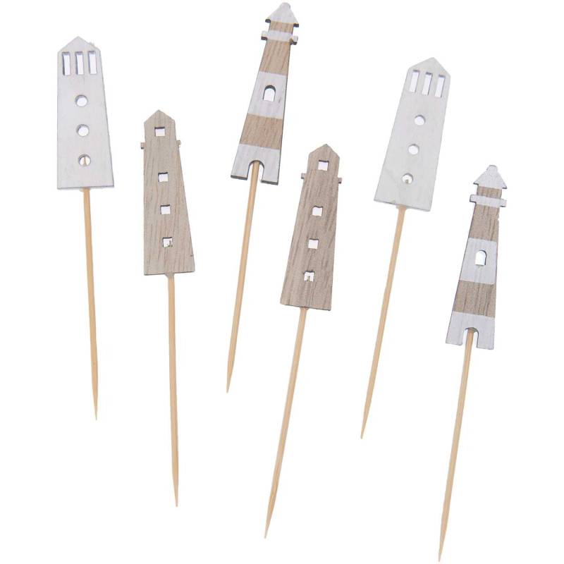 Deko-Picker Leuchtturm Mix natur 8,3-9cm 6 Stück von Rico Design