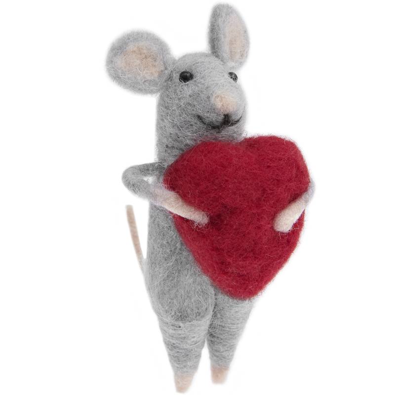 Filzmaus mit rotem Herz 11,5cm von Rico Design