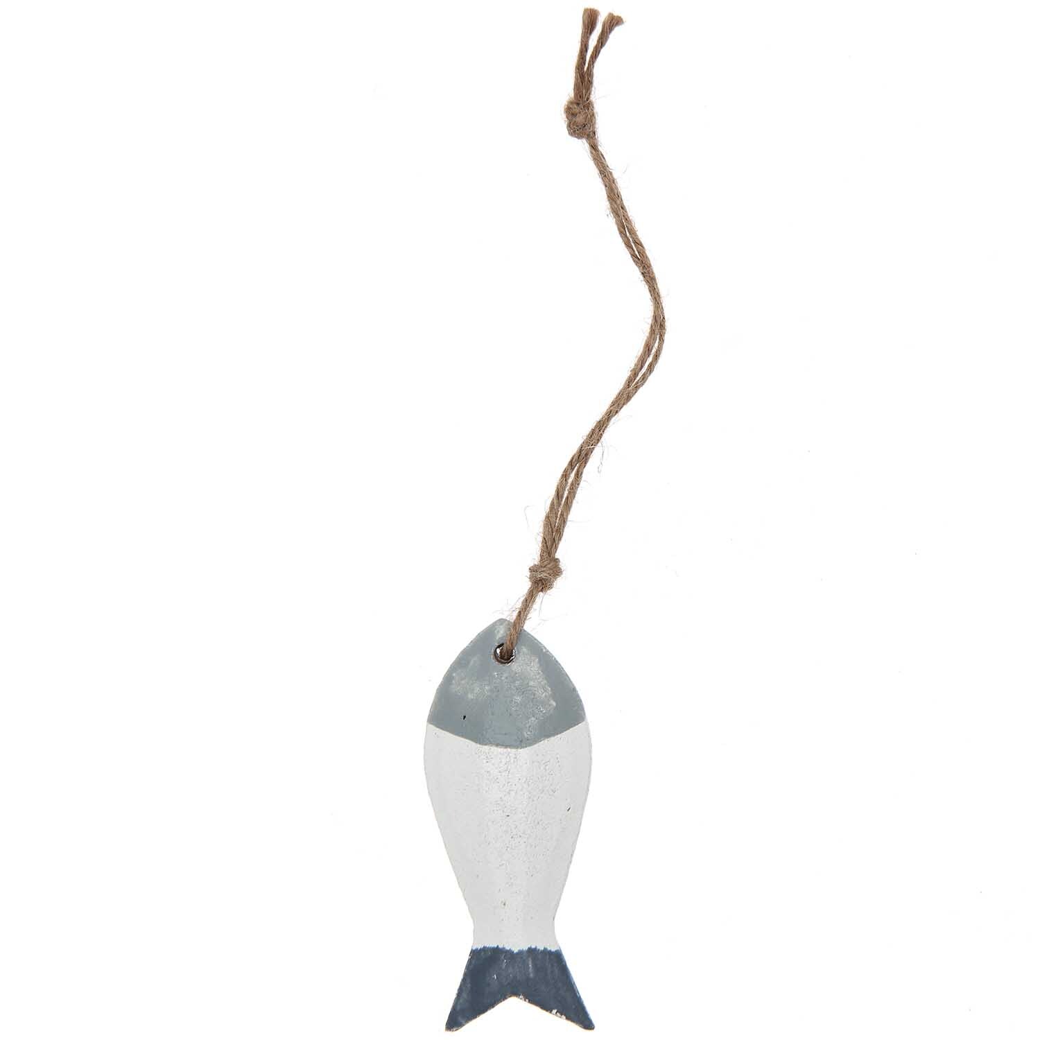 Holzhänger Fisch grau-weiß 8,5x3,5cm von Rico Design