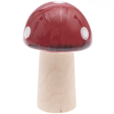 Porzellan Pilz mit Holzfuß rot 8,8x8,5x9cm von Rico Design