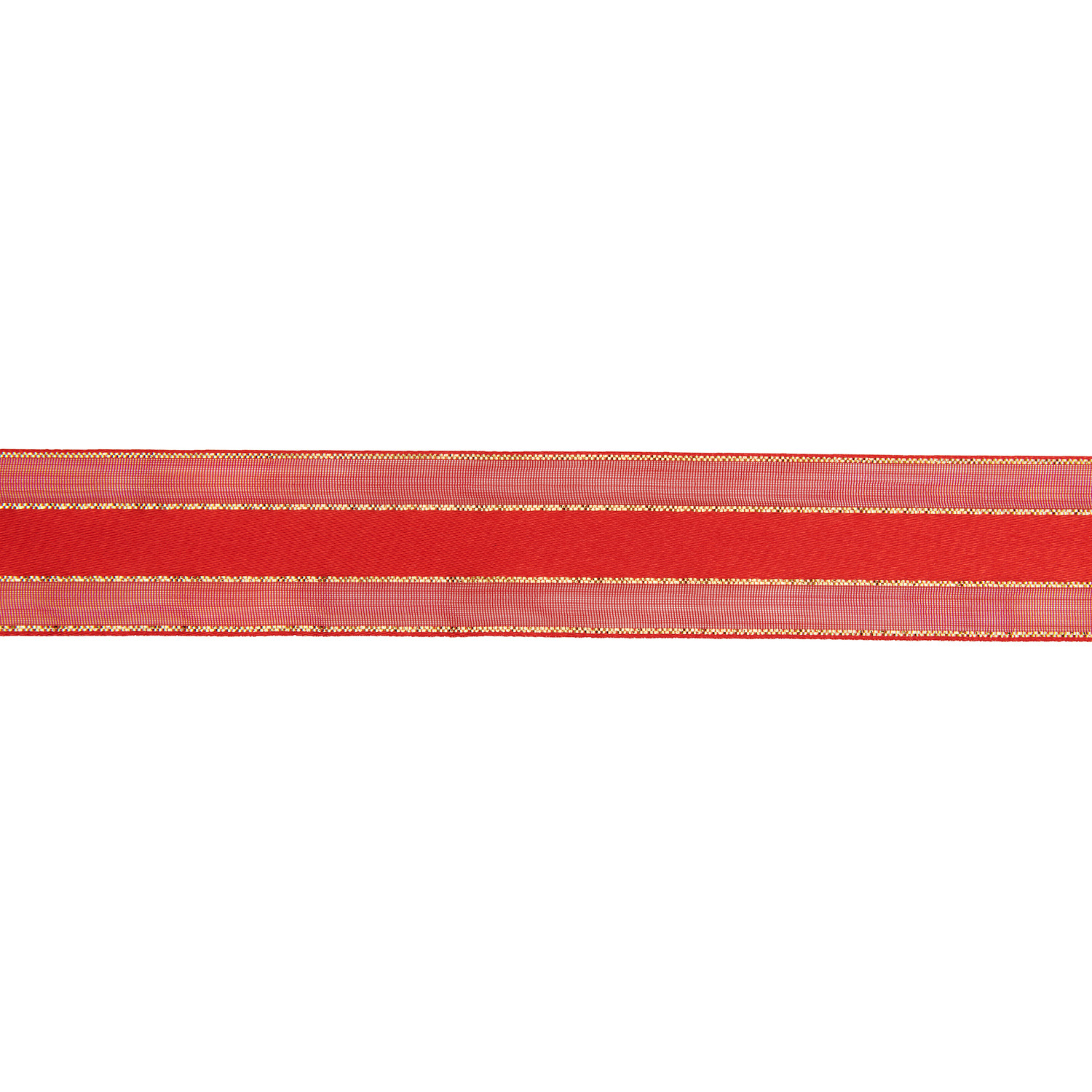 Organzaband Rot/Gold gestreift von Rico Design