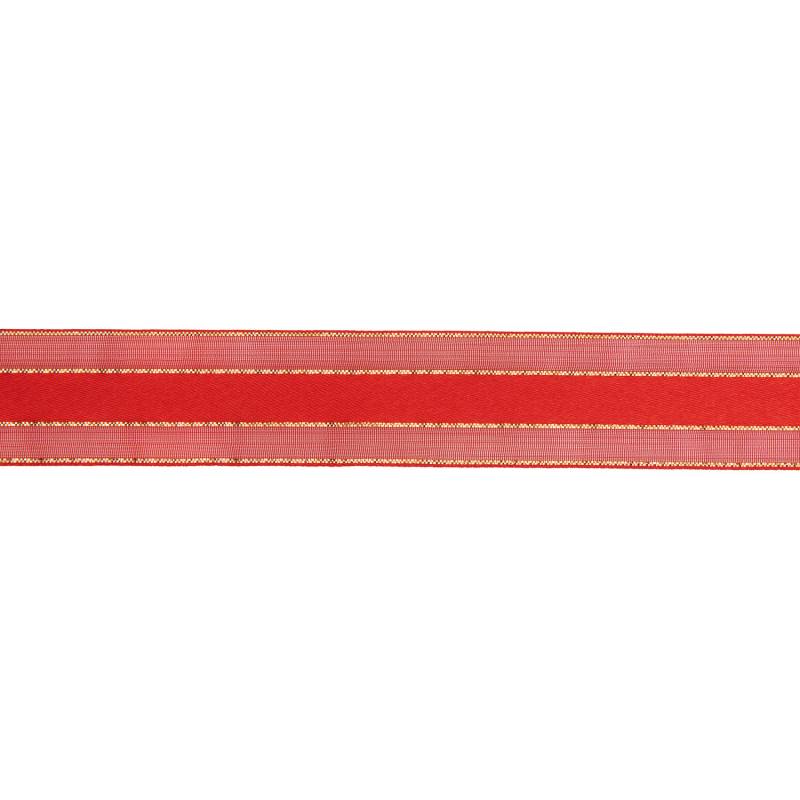 Organzaband Rot/Gold gestreift von Rico Design