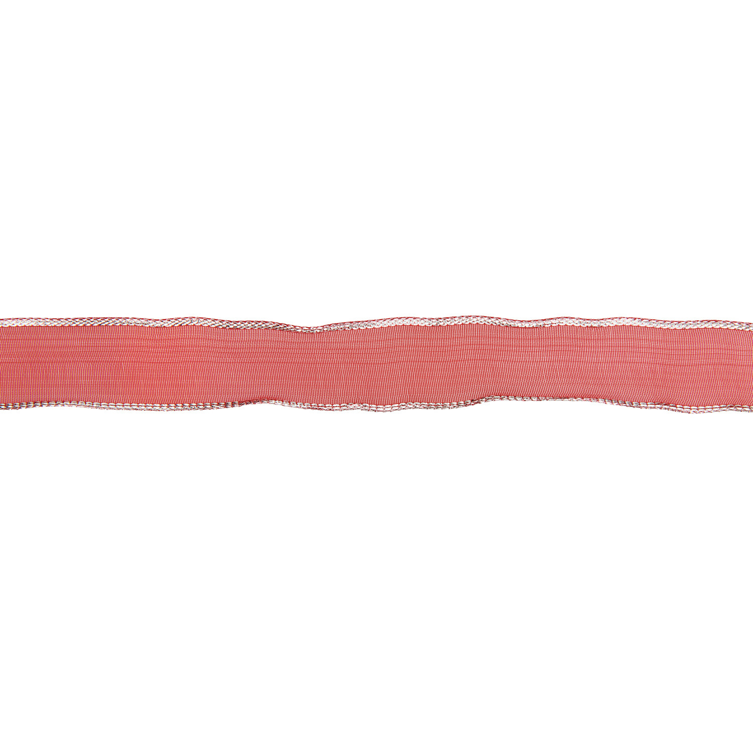 Organzaband mit Drahtkante Rot/Silber von Rico Design