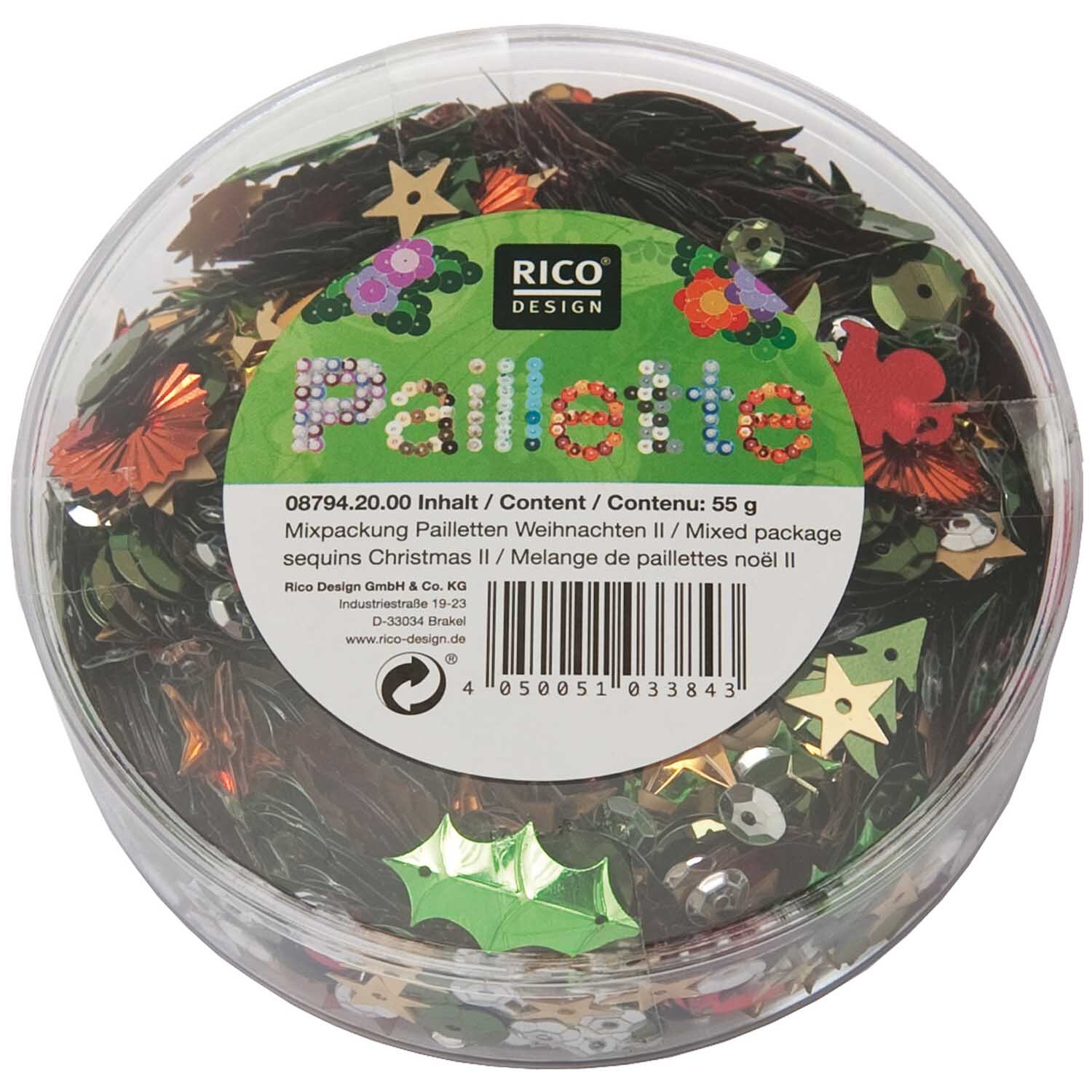 Pailletten Mix Weihnachten rot-grün 55g von Rico Design