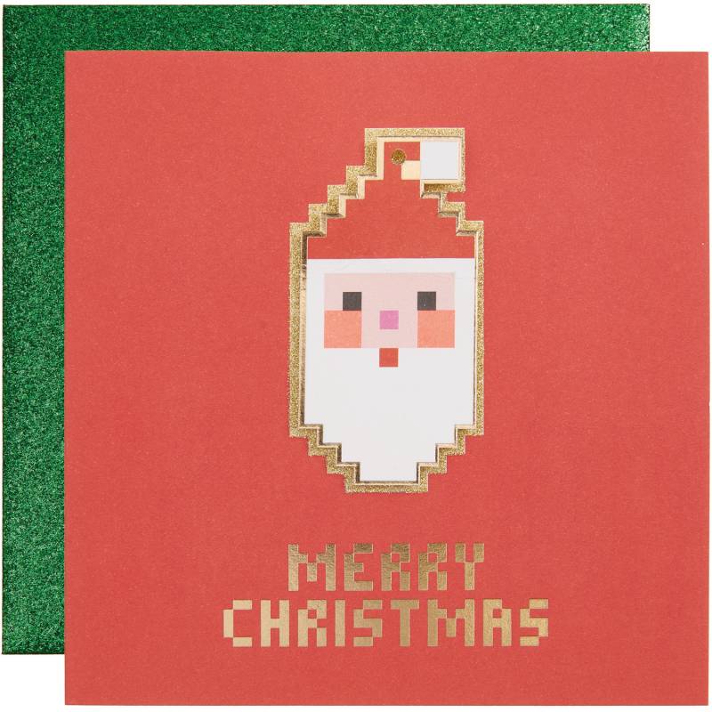 Paper Poetry 3D-Grußkarte Santa Pixel Rot von Rico Design