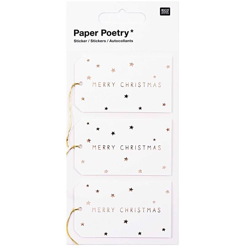 Paper Poetry 3D Sticker Etikett eckig gold Hot Foil von Rico Design