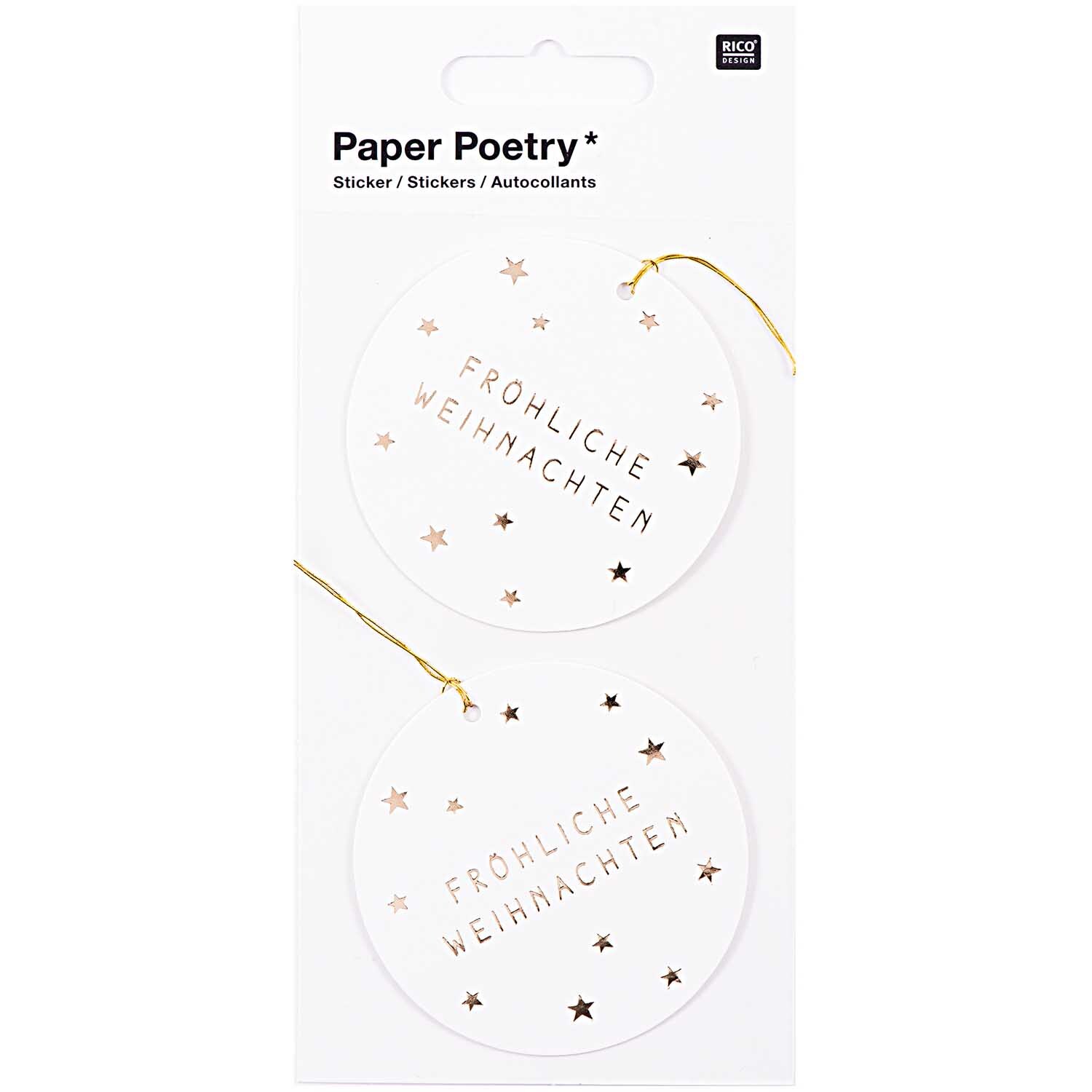 Paper Poetry 3D Sticker Etikett gold rund Hot Foil von Rico Design