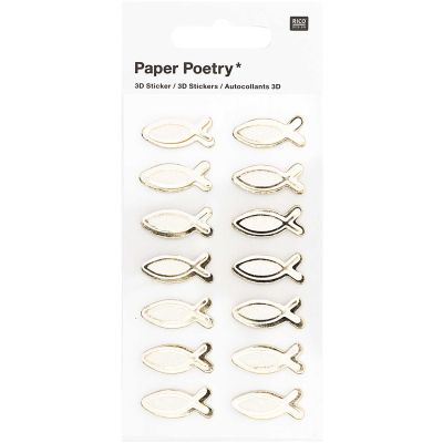 Paper Poetry 3D-Sticker Fische klein 14 Stück von Rico Design