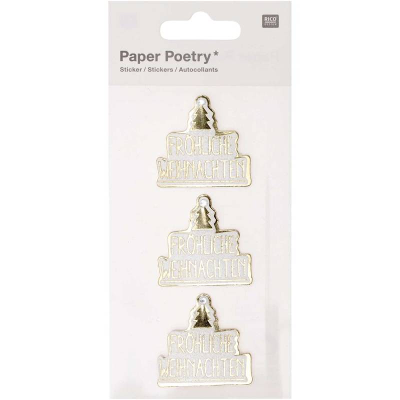 Paper Poetry 3D-Sticker Frohe Weihnachten 3 Stück von Rico Design