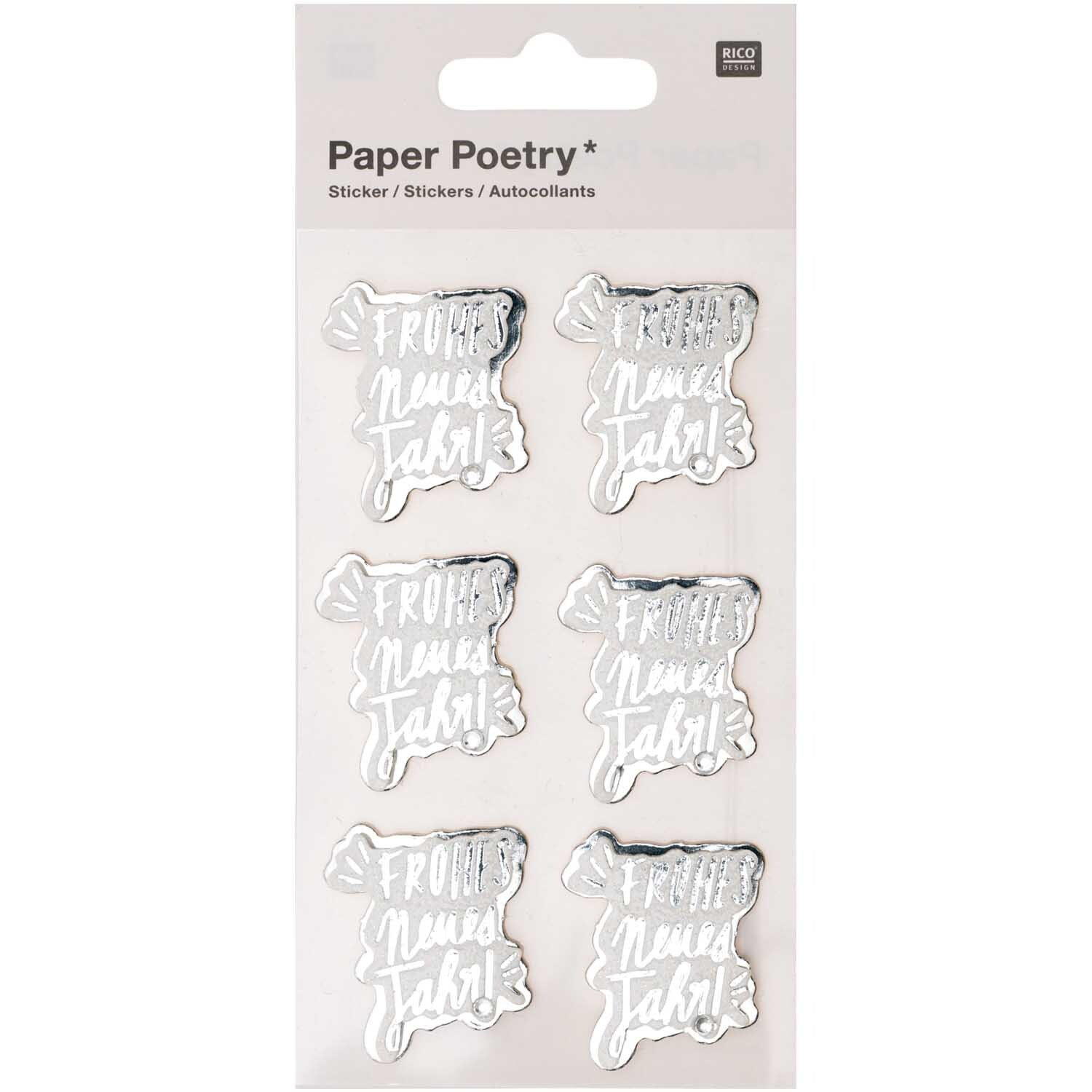 Paper Poetry 3D-Sticker Frohes neues Jahr 6 Stück von Rico Design